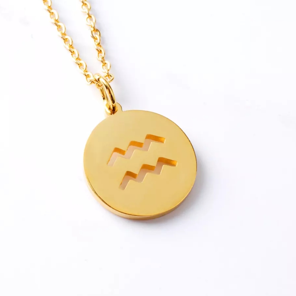 Aquarius Gold Zodiac Necklace